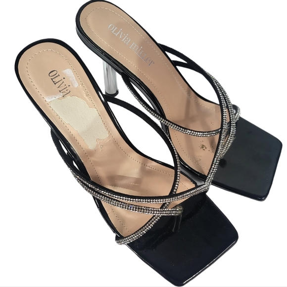 Olivia Miller Margot Strappy Heel Sandals Black 8 - Picture 3 of 4